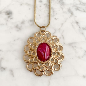 AGNES statement gold and fuchsia pendant - 