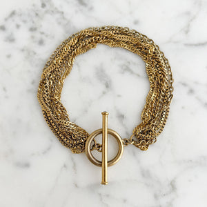 AIMEE assorted vintage gold tone chain toggle clasp bracelet - 