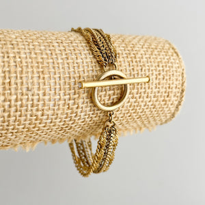 AIMEE assorted vintage gold tone chain toggle clasp bracelet - 