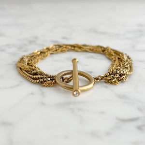 AIMEE assorted vintage gold tone chain toggle clasp bracelet-GREEN BIJOU
