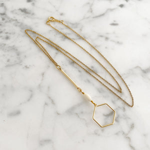 AINSLAY gold hexagon pendant necklace - 