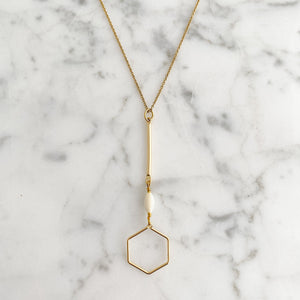 AINSLAY gold hexagon pendant necklace - 