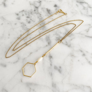 AINSLAY gold hexagon pendant necklace - 