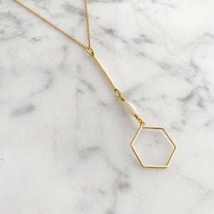 AINSLAY gold hexagon pendant necklace - 