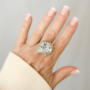ALEXANDER vintage aurora borealis crystal cluster ring - 