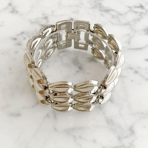 ALEXANDRA vintage wide silver tone bracelet - 