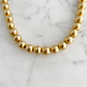 ALFIE vintage 10mm bright gold beaded necklace - 