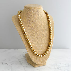 ALFIE vintage 10mm bright gold beaded necklace - 