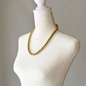 ALFIE vintage 10mm bright gold beaded necklace - 
