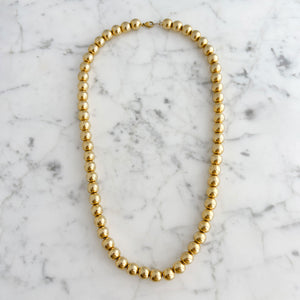 ALFIE vintage 10mm bright gold beaded necklace-GREEN BIJOU