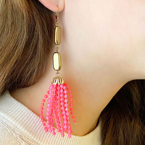 ALICE statement pink beaded tassel earrings - 