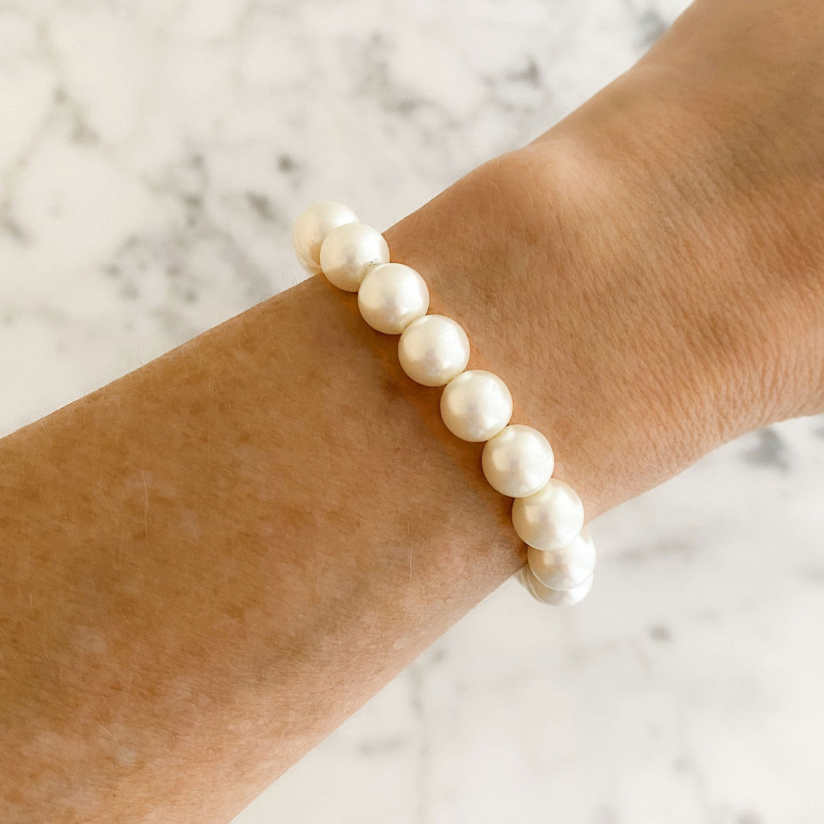 AMELIA cream pearl stretch bracelet-GREEN BIJOU