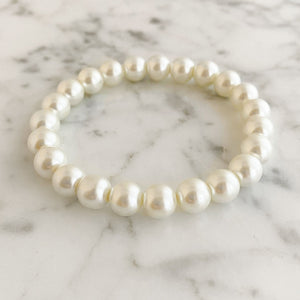 AMELIA cream pearl stretch bracelet-GREEN BIJOU