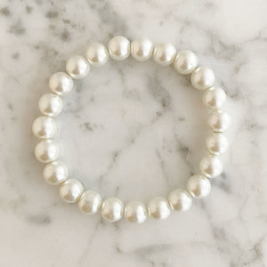 AMELIA white pearl stretch bracelet-GREEN BIJOU