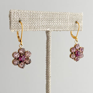 AMRITA small vintage amethyst rhinestone flower earrings - 