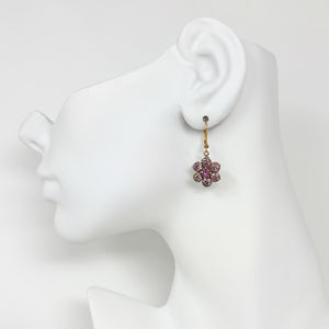 AMRITA small vintage amethyst rhinestone flower earrings - 