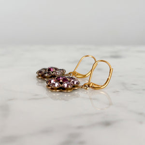 AMRITA small vintage amethyst rhinestone flower earrings - 