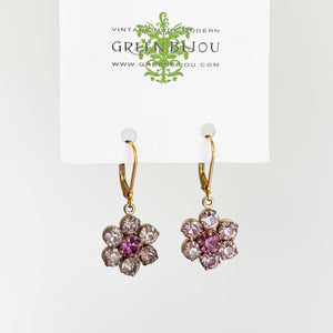 AMRITA small vintage amethyst rhinestone flower earrings - 