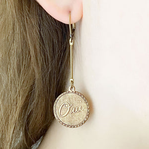 ANAIS Oui et Non oxidized brass french earrings - 