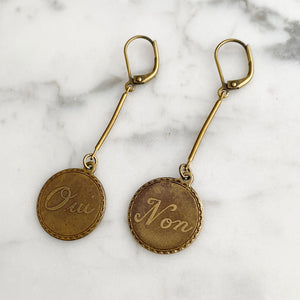 ANAIS Oui et Non oxidized brass french earrings - 