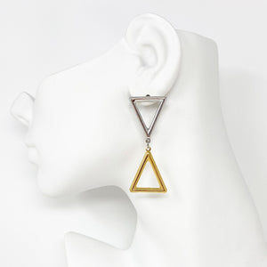 ANSON silver and gold triangle drop studs - 