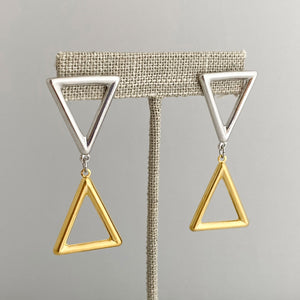 ANSON silver and gold triangle drop studs - 