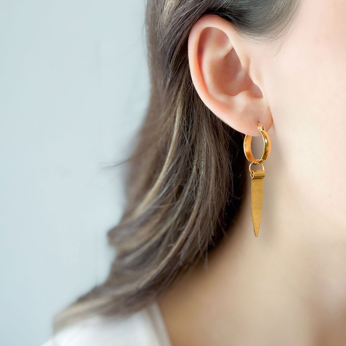 ANTHEA gold spike hoop earrings-GREEN BIJOU