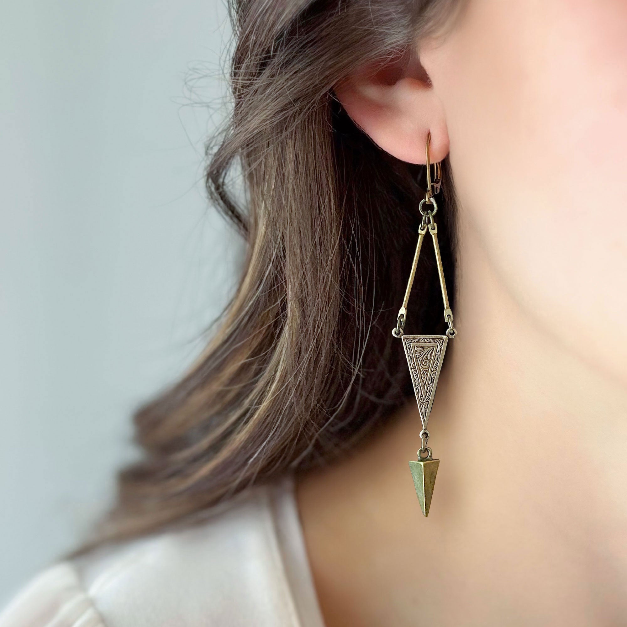 ARCHIE Art Deco style earrings-GREEN BIJOU