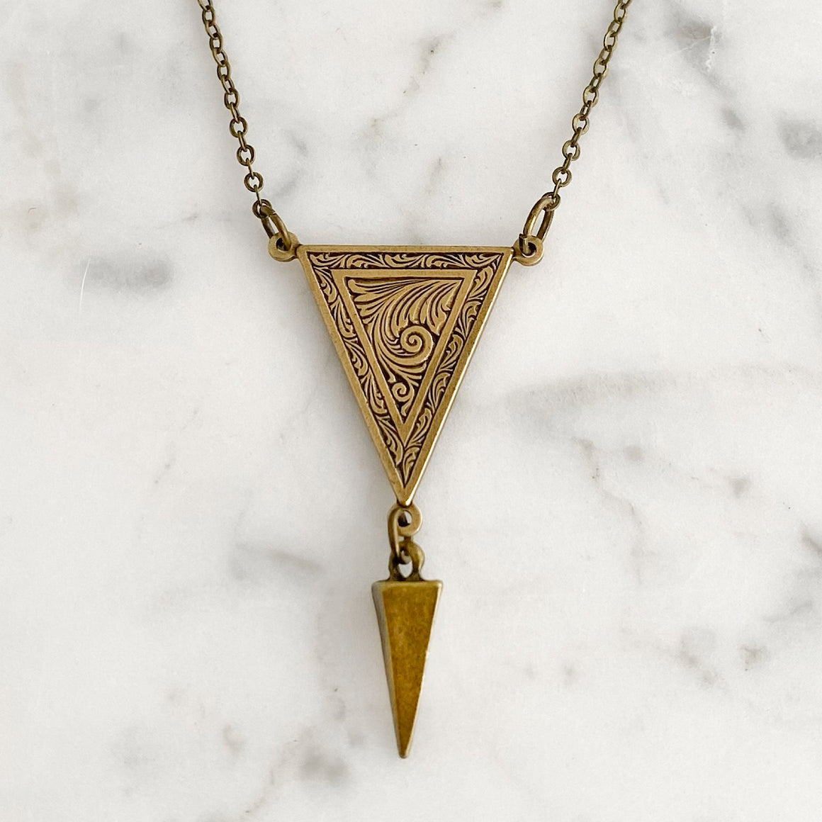 ARCHIE Art Deco style pendant necklace-GREEN BIJOU