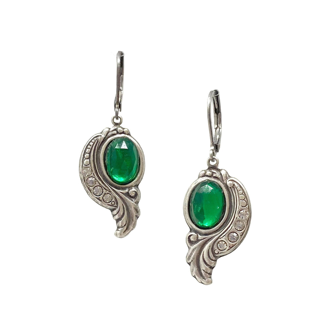 AUGUSTINE Art Nouveau emerald earrings-GREEN BIJOU