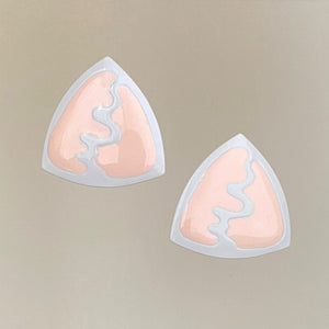 AXEL 1980's peach and grey enamel triangle studs - 