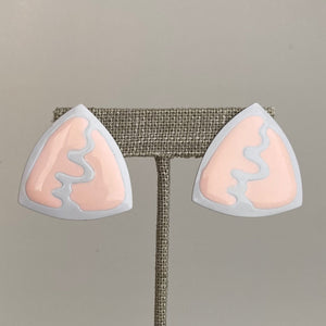 AXEL 1980's peach and grey enamel triangle studs - 