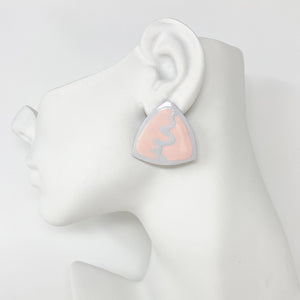 AXEL 1980's peach and grey enamel triangle studs - 