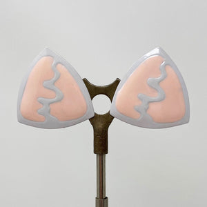 AXEL 1980's peach and grey enamel triangle studs - 