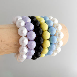 DELORES chunky iridescent beaded stretch bracelet - 