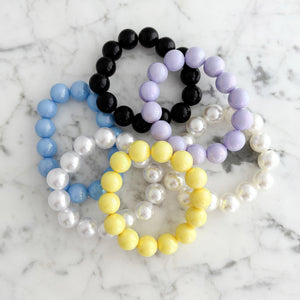 DELORES chunky iridescent beaded stretch bracelet