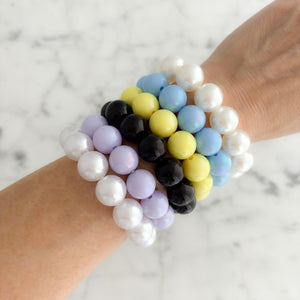 DELORES chunky iridescent beaded stretch bracelet - 