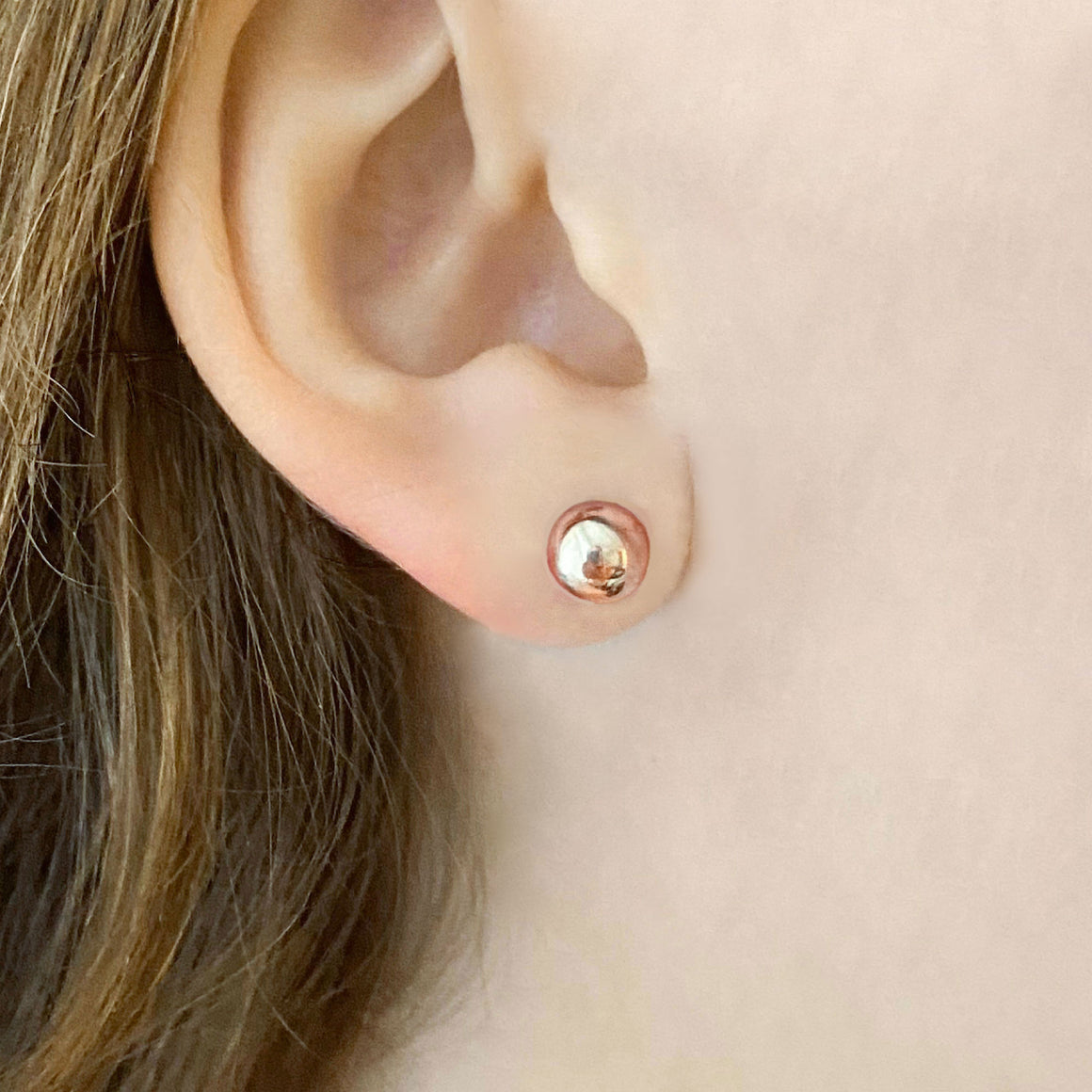 BAMBI rose gold ball studs-GREEN BIJOU