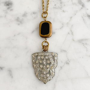 BECKA antique buckle pendant necklace-GREEN BIJOU