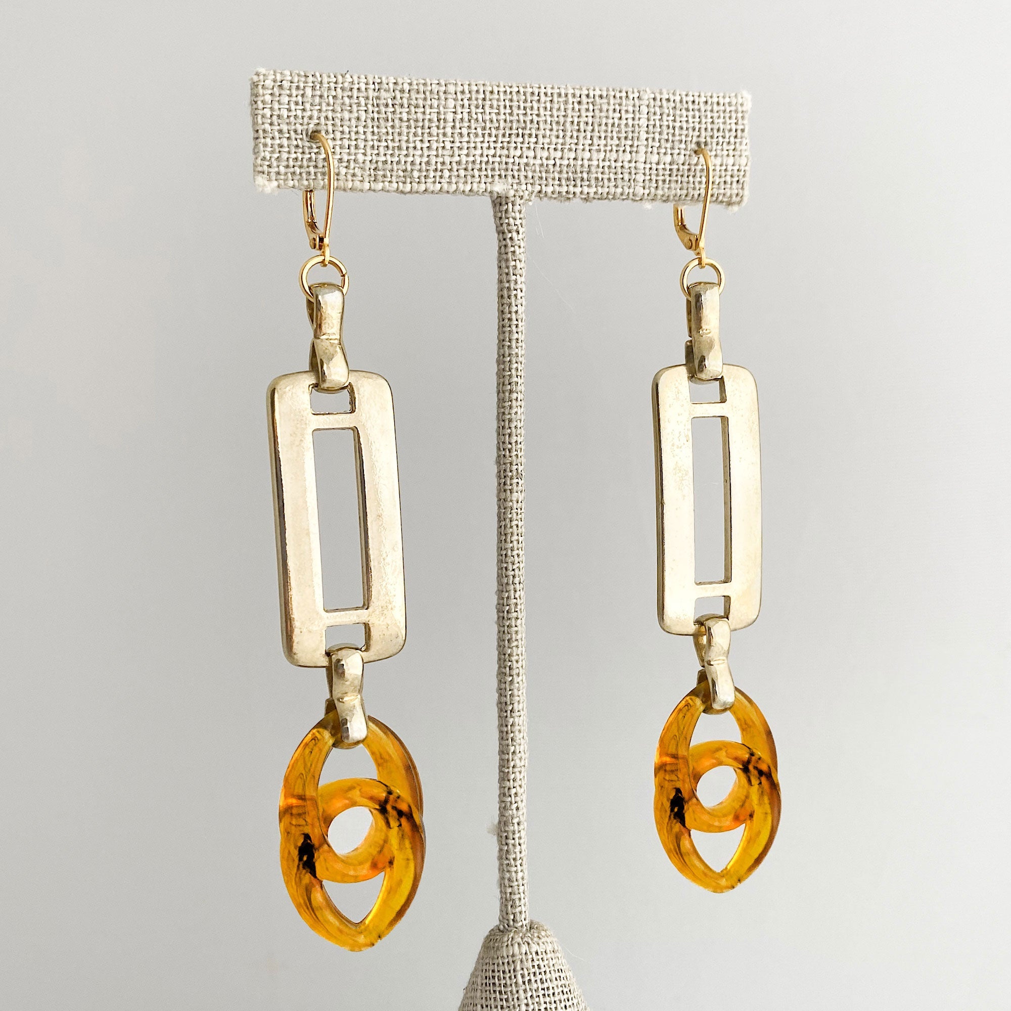 BENNY gold link earrings-GREEN BIJOU