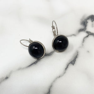 BENTON silver and black drop earrings - 