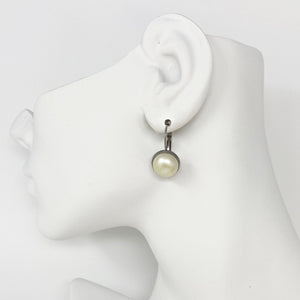 BENTON silver and cream pearl drop earrings - 