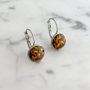 BENTON silver and dragons vein drop earrings - 