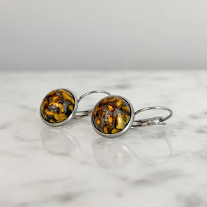 BENTON silver and dragons vein drop earrings - 