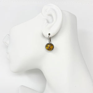 BENTON silver and dragons vein drop earrings - 