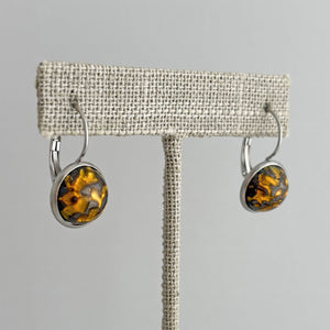 BENTON silver and dragons vein drop earrings-GREEN BIJOU