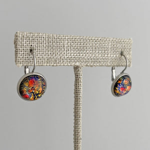 BENTON silver and fire opal drop earrings-GREEN BIJOU