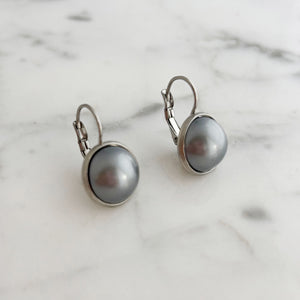 BENTON silver and grey pearl drop earrings - 