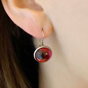 BENTON silver and ruby red drop earrings - 