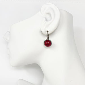 BENTON silver and ruby red drop earrings - 